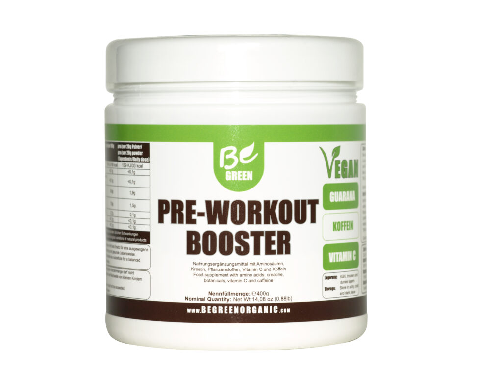 Tub of Be Green pre-workout booster